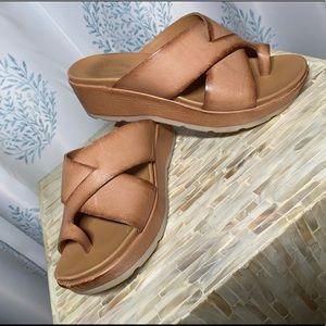 Kork-Ease Distressed Leather Wedge Sandal